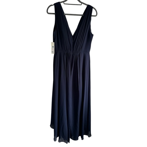 Eliza J Embellished High Low Chiffon Dress 10 Navy Blue - Picture 9 of 13